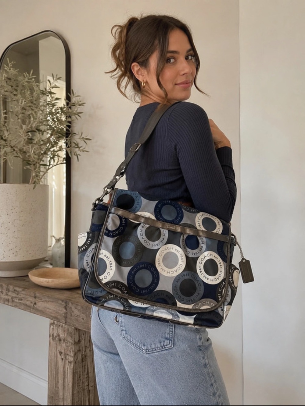 Coach | Signature Snaphead Blue Multifunction Baby Diaper Messenger Bag